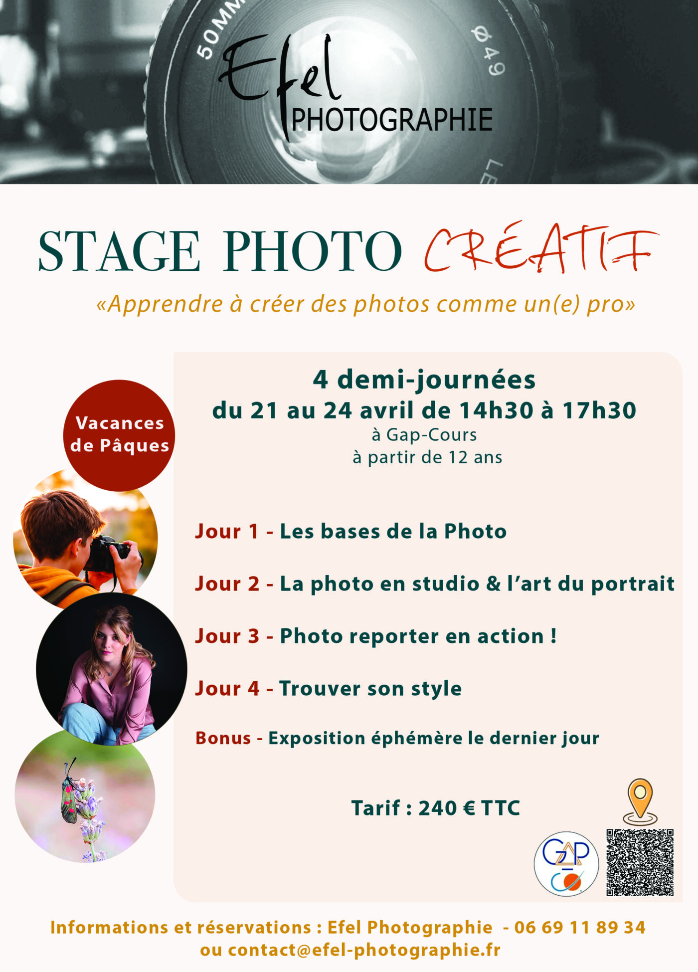 stage photo ado vacances de paques 2026 Efel photographie gap